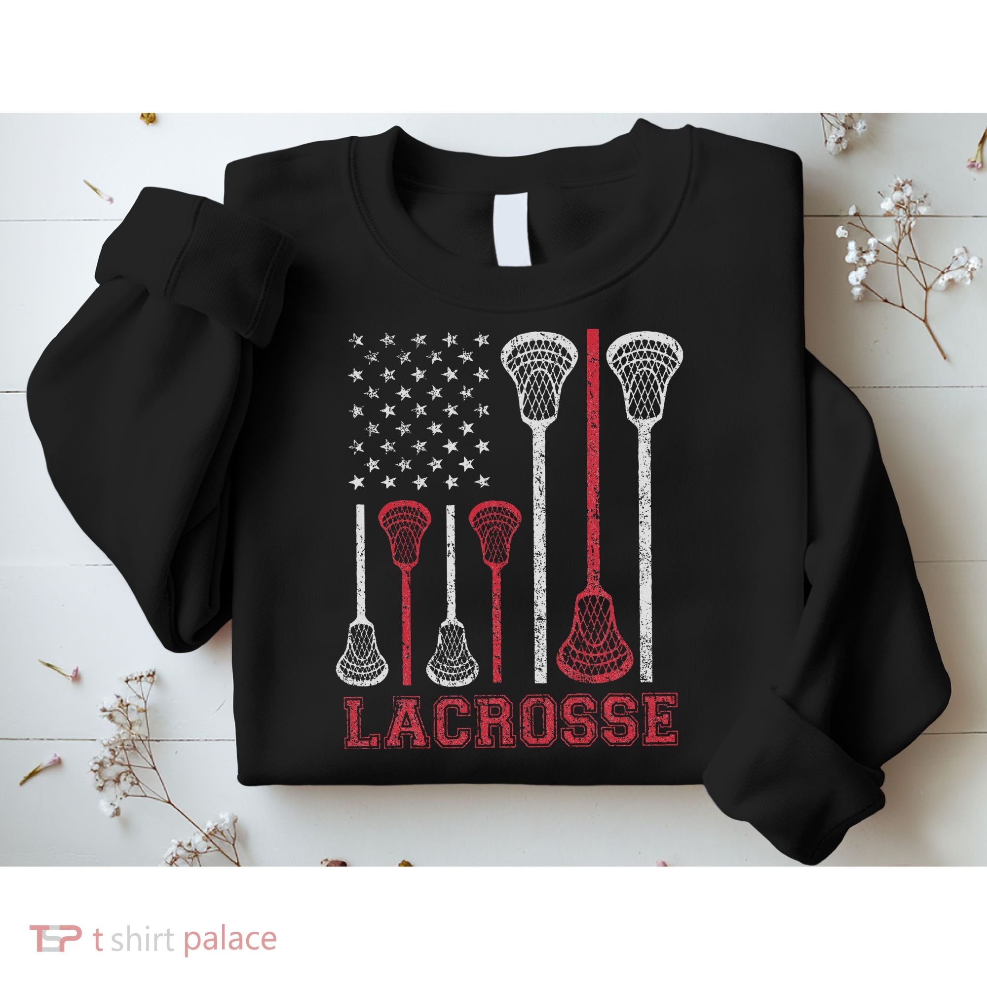 Lacrosse American Flag Lax Women Gifts Sweatshirt