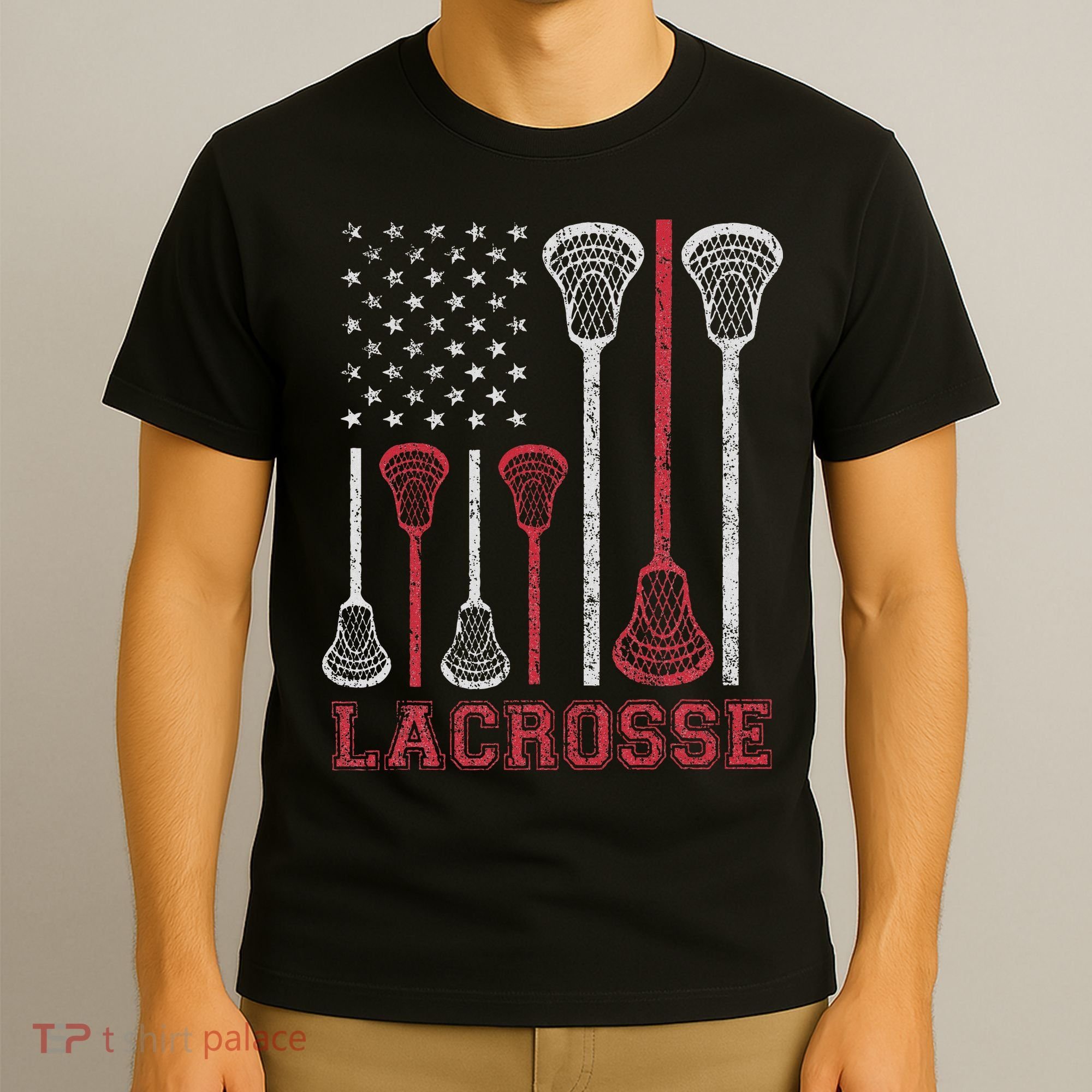 Lacrosse American Flag Lax Women Gifts T-Shirt