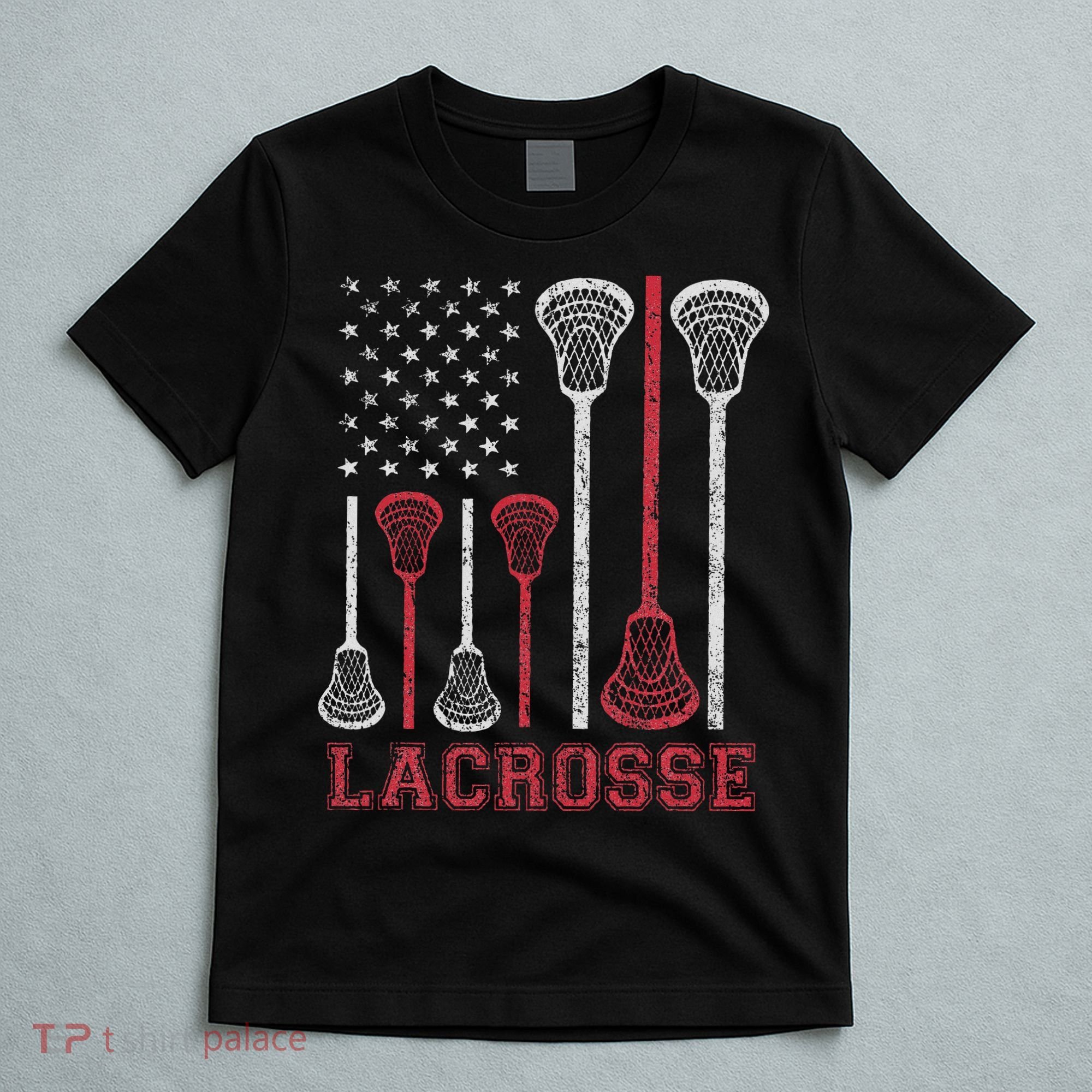 Lacrosse American Flag Lax Women Gifts T-Shirt