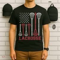 Lacrosse American Flag Lax Women Gifts T-Shirt thumb 6