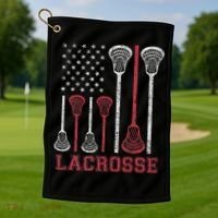Lacrosse American Flag Lax Women Gifts Golf Towel thumb 1