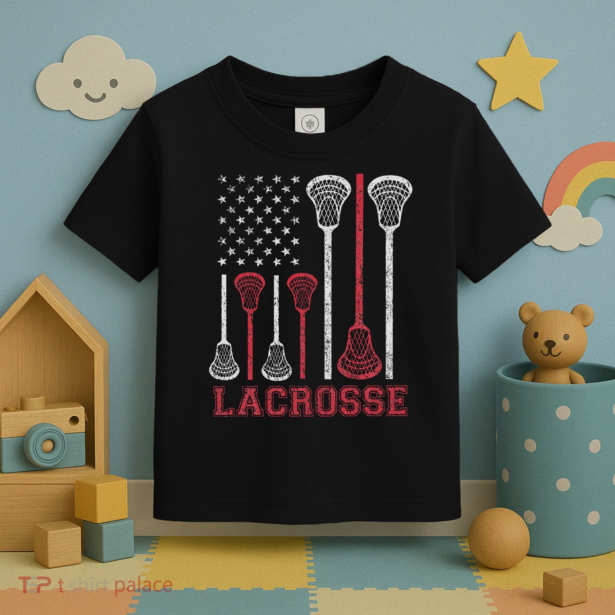 Lacrosse American Flag Lax Women Gifts Toddler T-Shirt