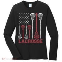 Lacrosse American Flag Lax Women Gifts Women's Long Sleeve Shirt thumb 0