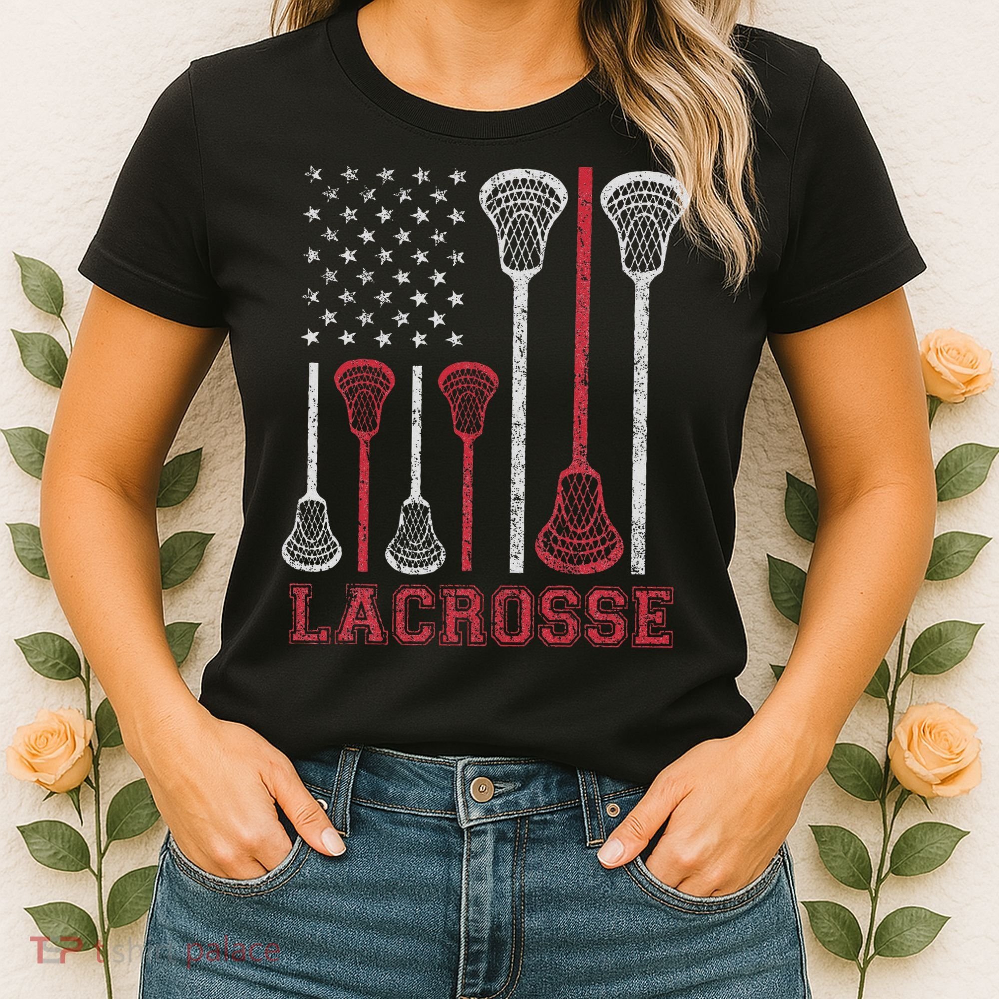 Lacrosse American Flag Lax Women Gifts Women's T-Shirt