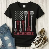 Lacrosse American Flag Lax Women Gifts Women's T-Shirt thumb 3