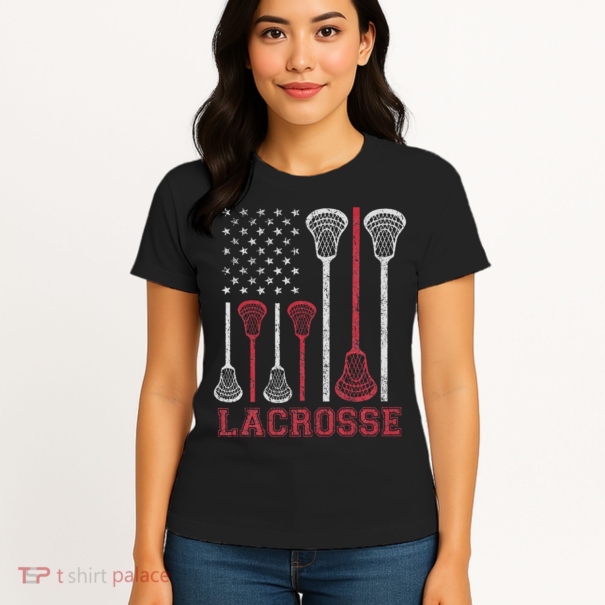 Lacrosse American Flag Lax Women Gifts Women's T-Shirt