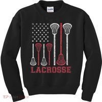 Lacrosse American Flag Lax Women Gifts Kids Sweatshirt thumb 0