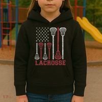 Lacrosse American Flag Lax Women Gifts Kids Hoodie thumb 3