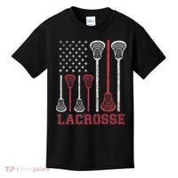 Lacrosse American Flag Lax Women Gifts Kids T-Shirt thumb 0