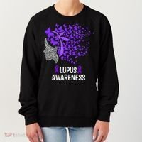Lupus Awareness Funny Gift Lupus Purple Butterflies Gift Women's Sweatshirt thumb 0