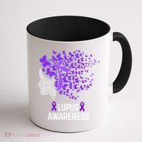 Lupus Awareness Funny Gift Lupus Purple Butterflies Gift Coffee Mug thumb 1