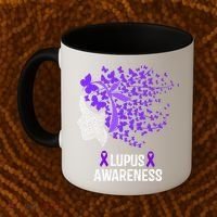 Lupus Awareness Funny Gift Lupus Purple Butterflies Gift Coffee Mug thumb 2