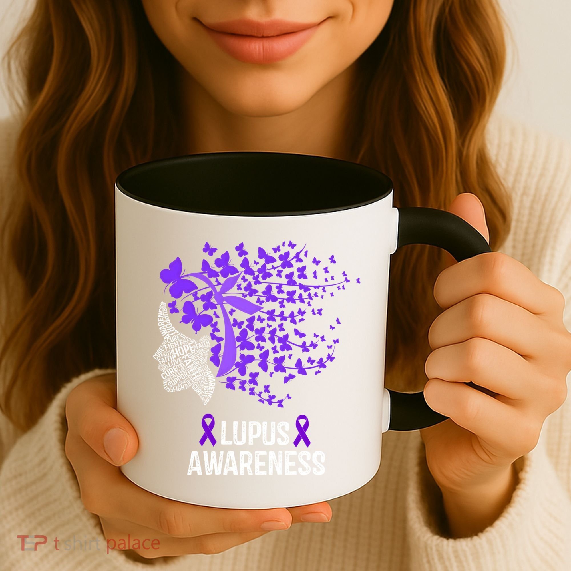 Lupus Awareness Funny Gift Lupus Purple Butterflies Gift Coffee Mug