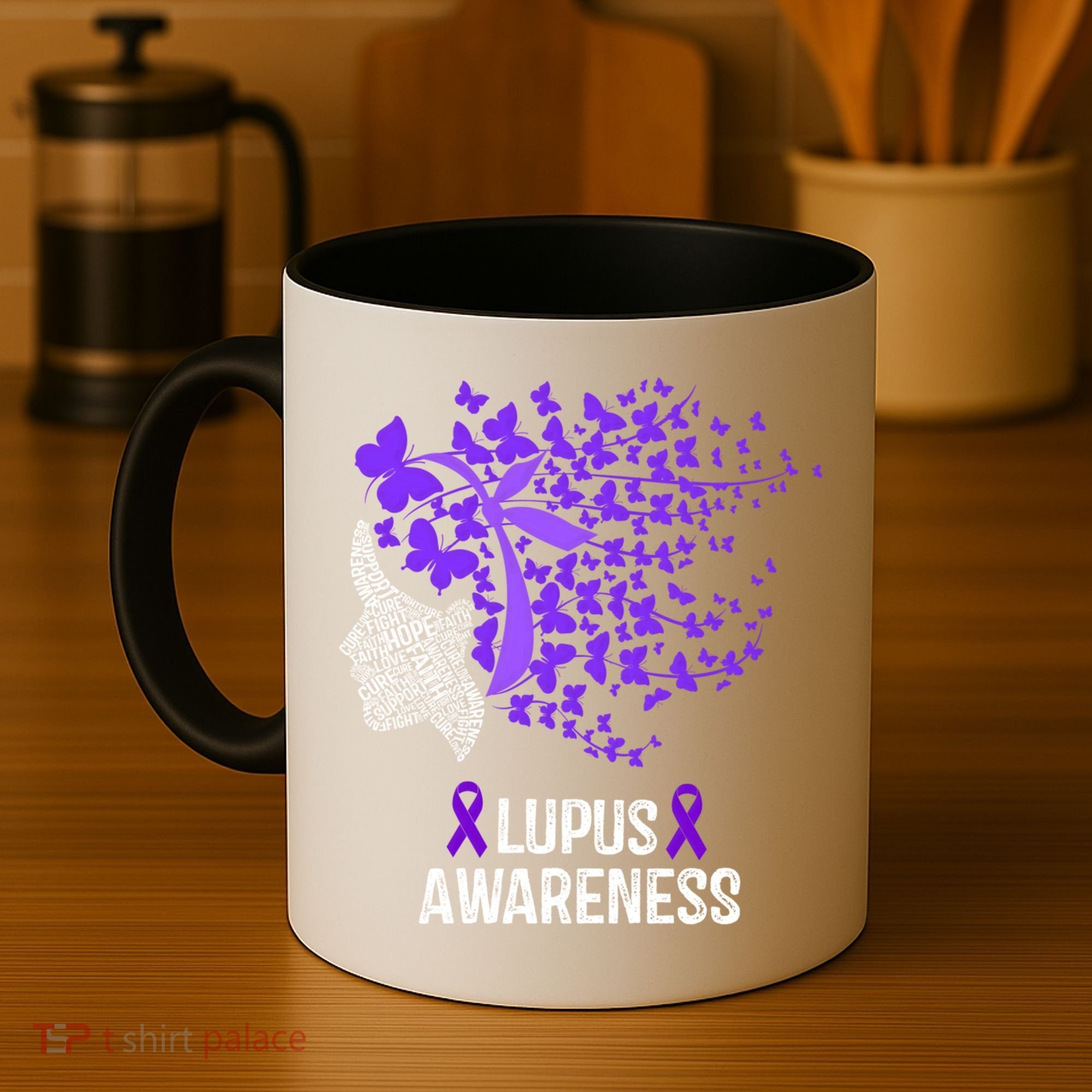 Lupus Awareness Funny Gift Lupus Purple Butterflies Gift Coffee Mug