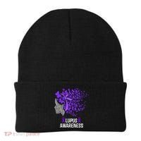 Lupus Awareness Funny Gift Lupus Purple Butterflies Gift Beanie thumb 0