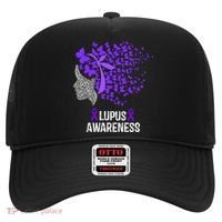 Lupus Awareness Funny Gift Lupus Purple Butterflies Gift Hat thumb 0