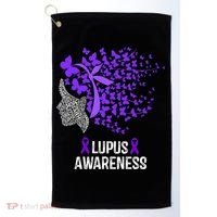 Lupus Awareness Funny Gift Lupus Purple Butterflies Gift Golf Towel thumb 0