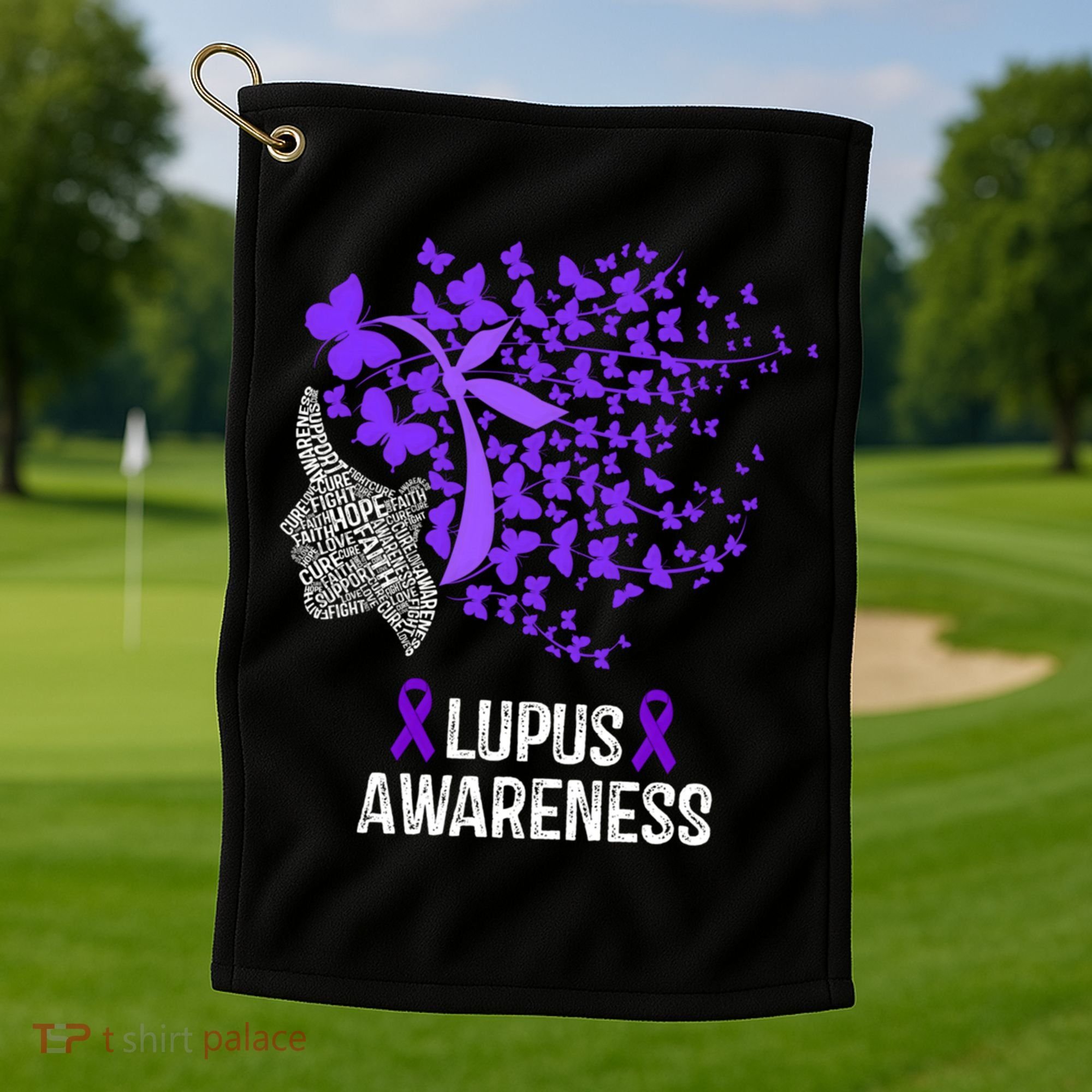 Lupus Awareness Funny Gift Lupus Purple Butterflies Gift Golf Towel