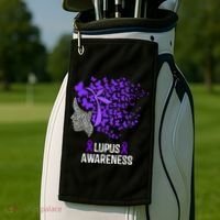 Lupus Awareness Funny Gift Lupus Purple Butterflies Gift Golf Towel thumb 2