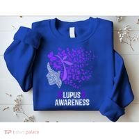 Lupus Awareness Funny Gift Lupus Purple Butterflies Gift Sweatshirt thumb 2