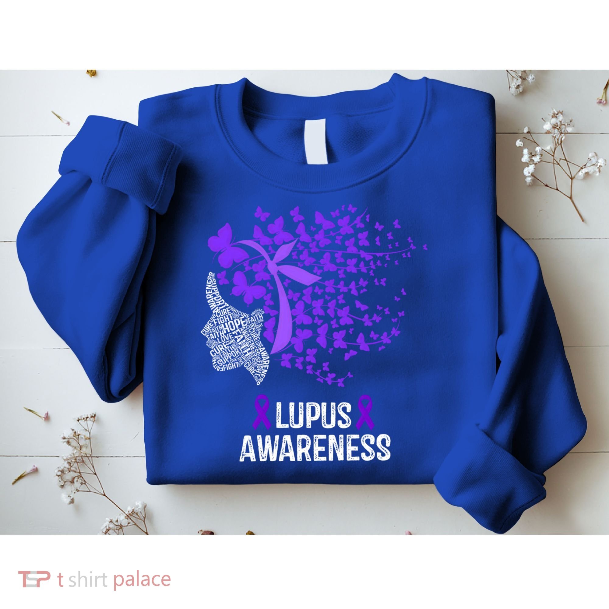 Lupus Awareness Funny Gift Lupus Purple Butterflies Gift Sweatshirt
