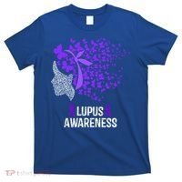 Lupus Awareness Funny Gift Lupus Purple Butterflies Gift T-Shirt thumb 0