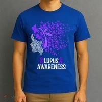 Lupus Awareness Funny Gift Lupus Purple Butterflies Gift T-Shirt thumb 3