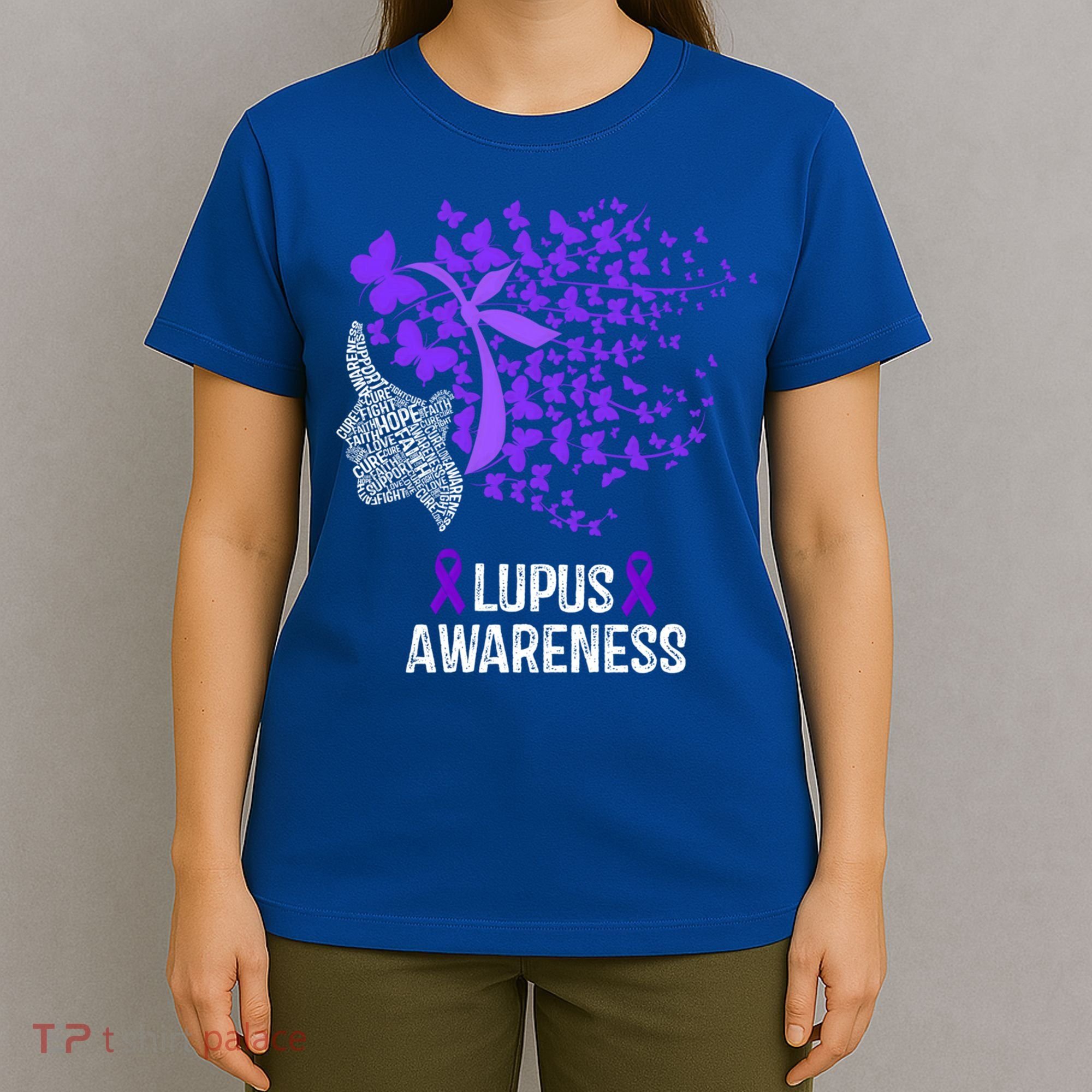 Lupus Awareness Funny Gift Lupus Purple Butterflies Gift T-Shirt
