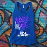 Lupus Awareness Funny Gift Lupus Purple Butterflies Gift Women's Tank Top thumb 3