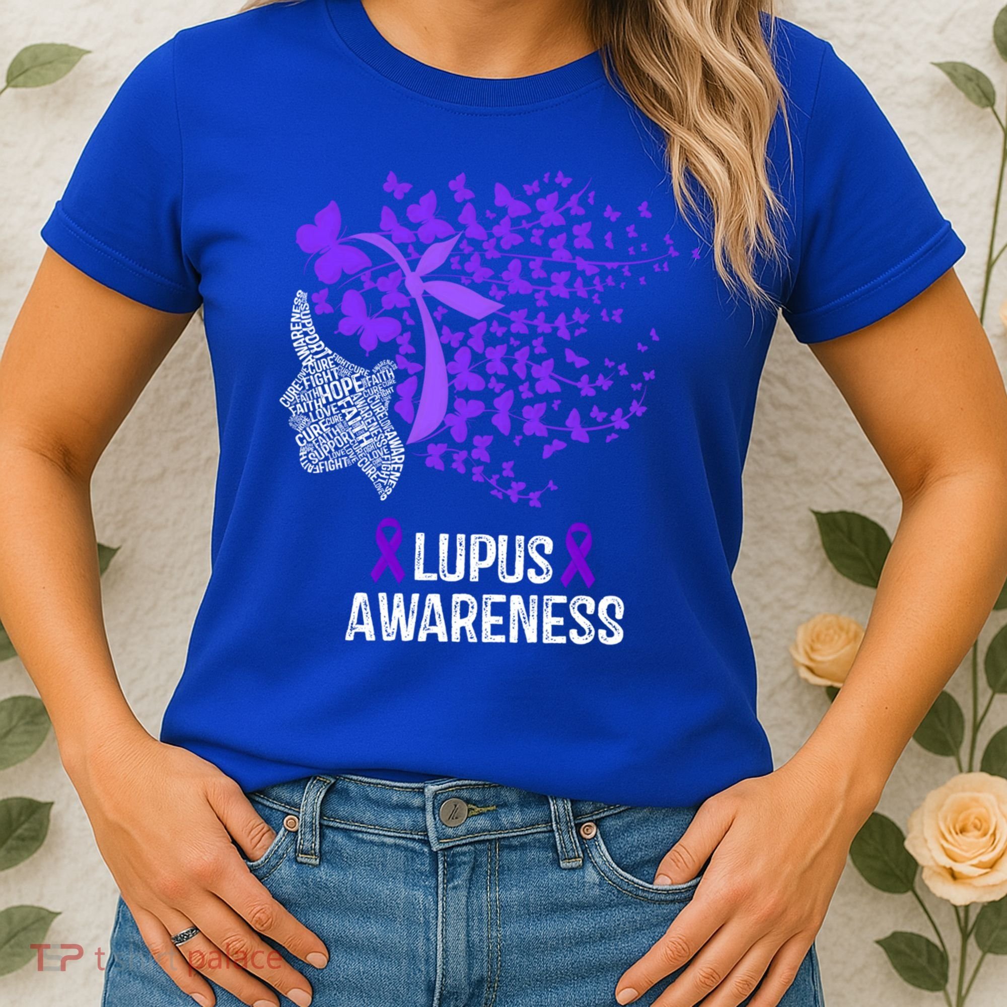 Lupus Awareness Funny Gift Lupus Purple Butterflies Gift Women's T-Shirt