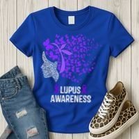 Lupus Awareness Funny Gift Lupus Purple Butterflies Gift Women's T-Shirt thumb 3