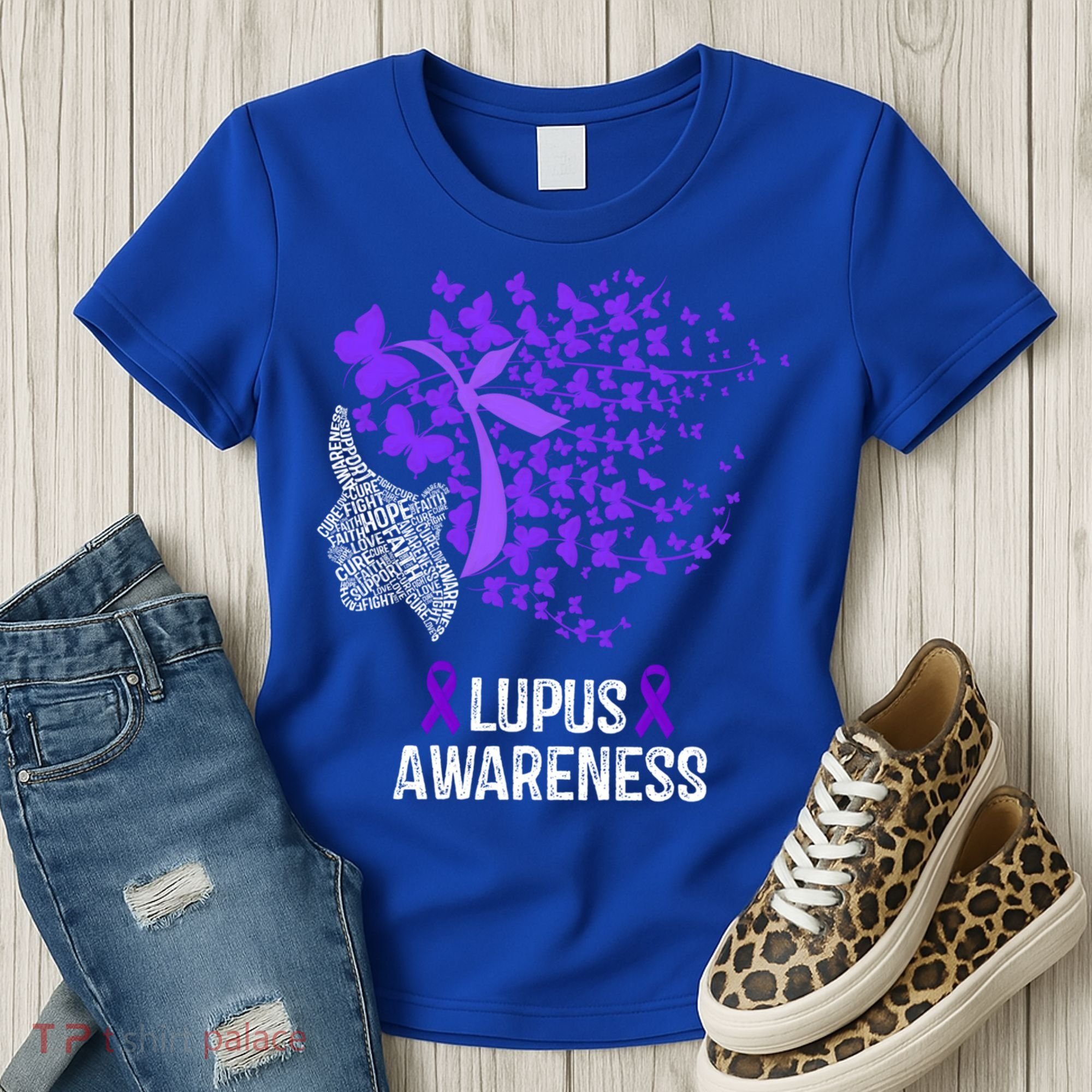 Lupus Awareness Funny Gift Lupus Purple Butterflies Gift Women's T-Shirt
