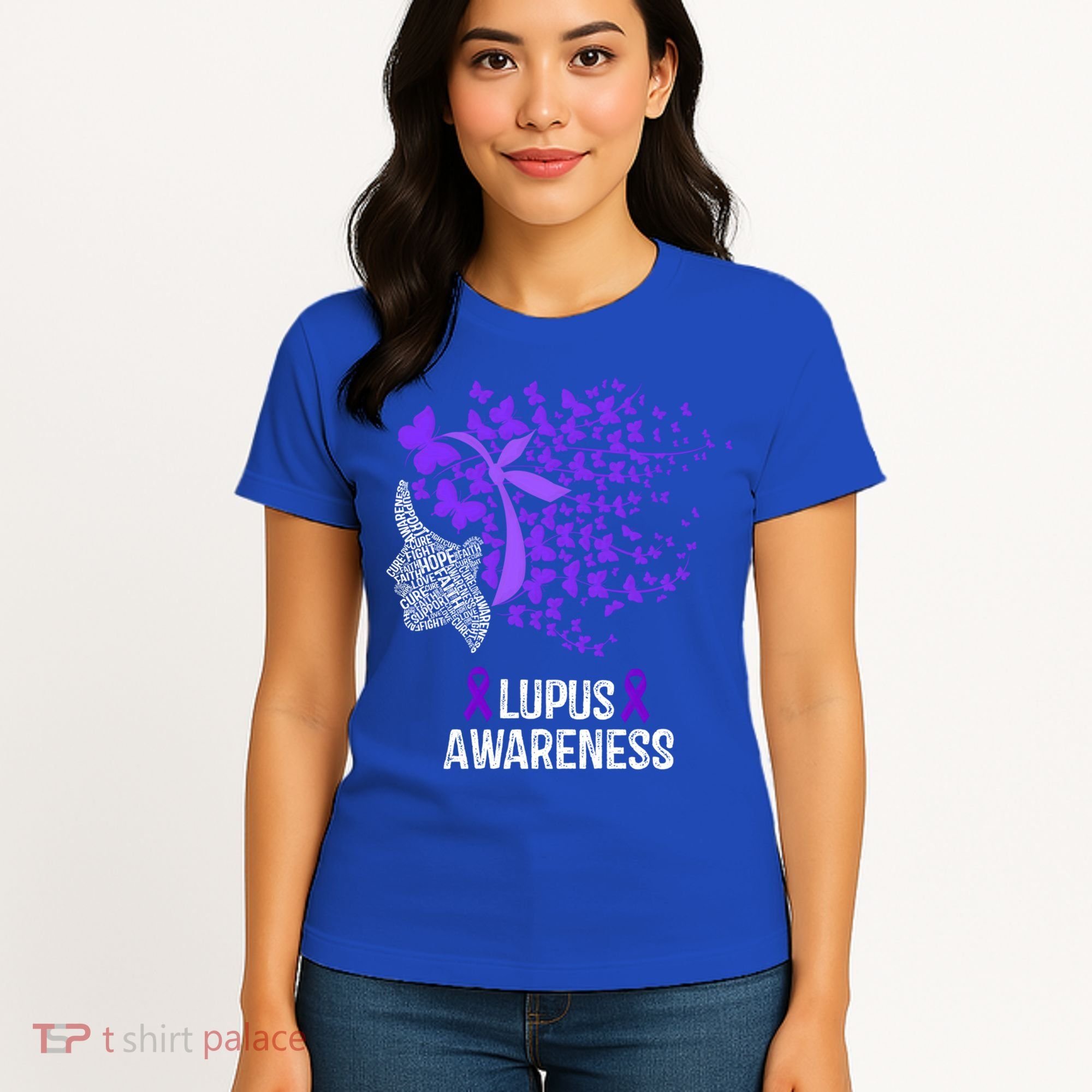 Lupus Awareness Funny Gift Lupus Purple Butterflies Gift Women's T-Shirt