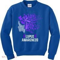 Lupus Awareness Funny Gift Lupus Purple Butterflies Gift Kids Sweatshirt thumb 0