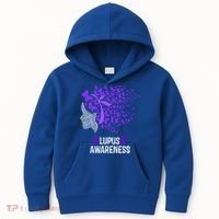 Lupus Awareness Funny Gift Lupus Purple Butterflies Gift Kids Hoodie thumb 0