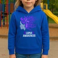 Lupus Awareness Funny Gift Lupus Purple Butterflies Gift Kids Hoodie thumb 3