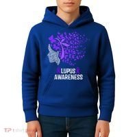 Lupus Awareness Funny Gift Lupus Purple Butterflies Gift Kids Hoodie thumb 4