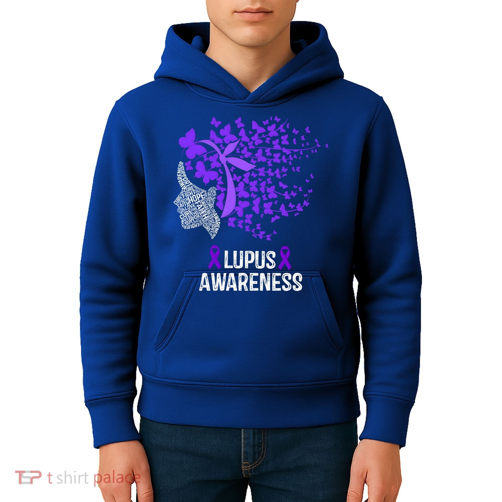 Lupus Awareness Funny Gift Lupus Purple Butterflies Gift Kids Hoodie