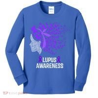 Lupus Awareness Funny Gift Lupus Purple Butterflies Gift Kids Long Sleeve Shirt thumb 0