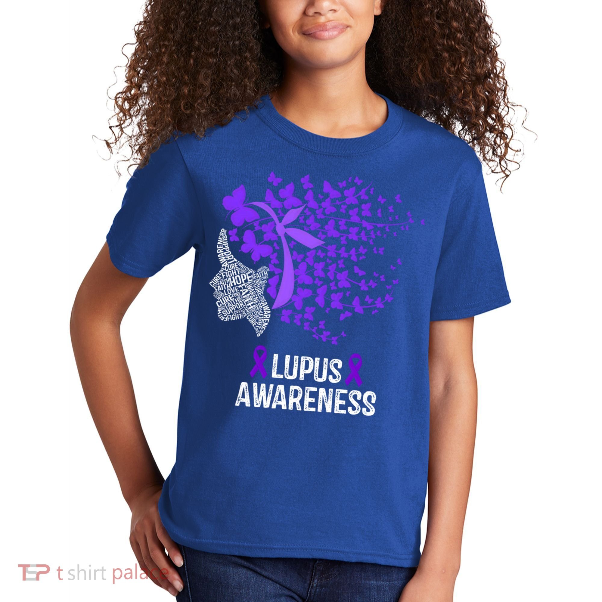 Lupus Awareness Funny Gift Lupus Purple Butterflies Gift Kids T-Shirt