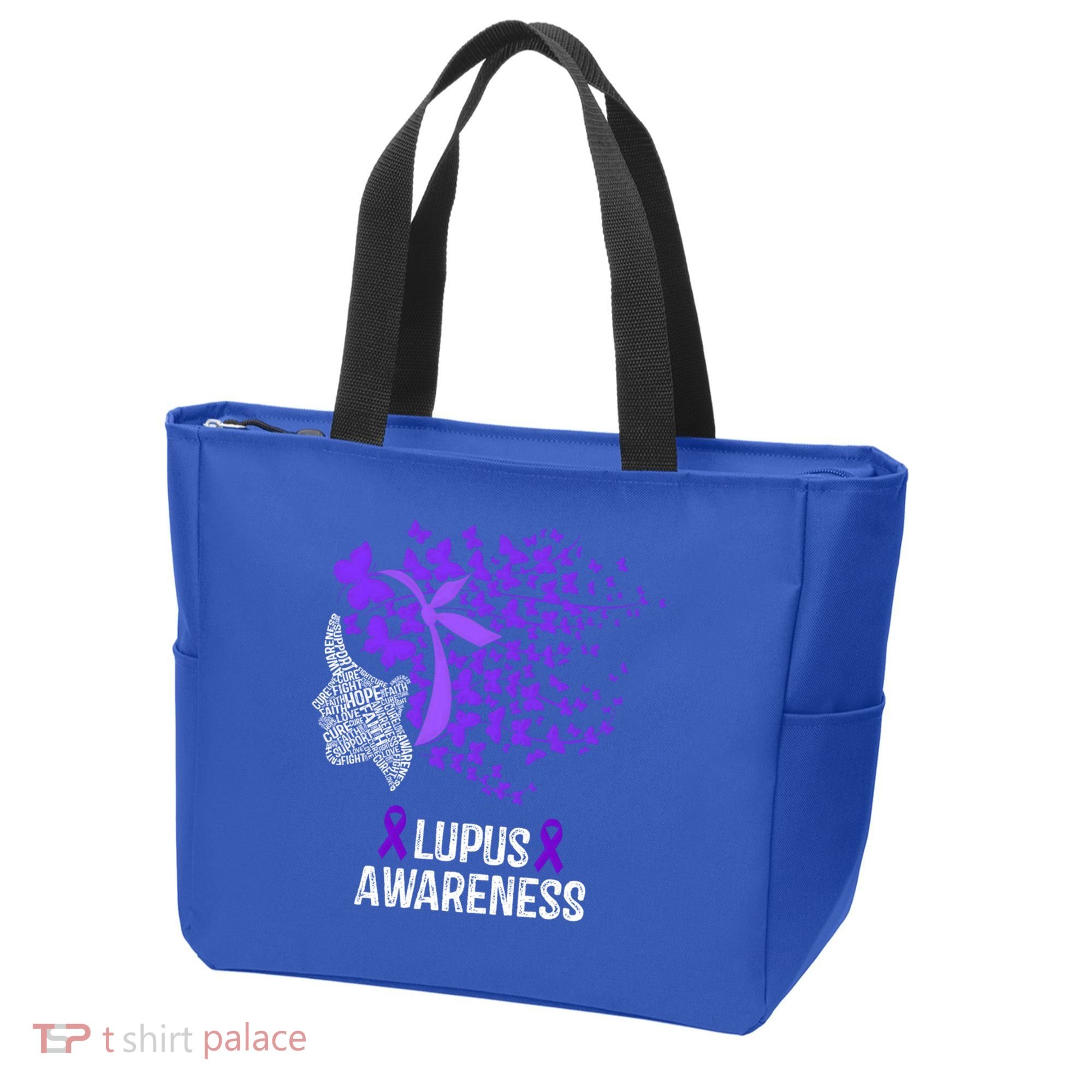 Lupus Awareness Funny Gift Lupus Purple Butterflies Gift Tote Bag
