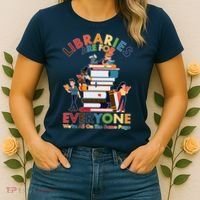 Libraries Are For Everyone Were All One The Same Page Women's T-Shirt thumb 2