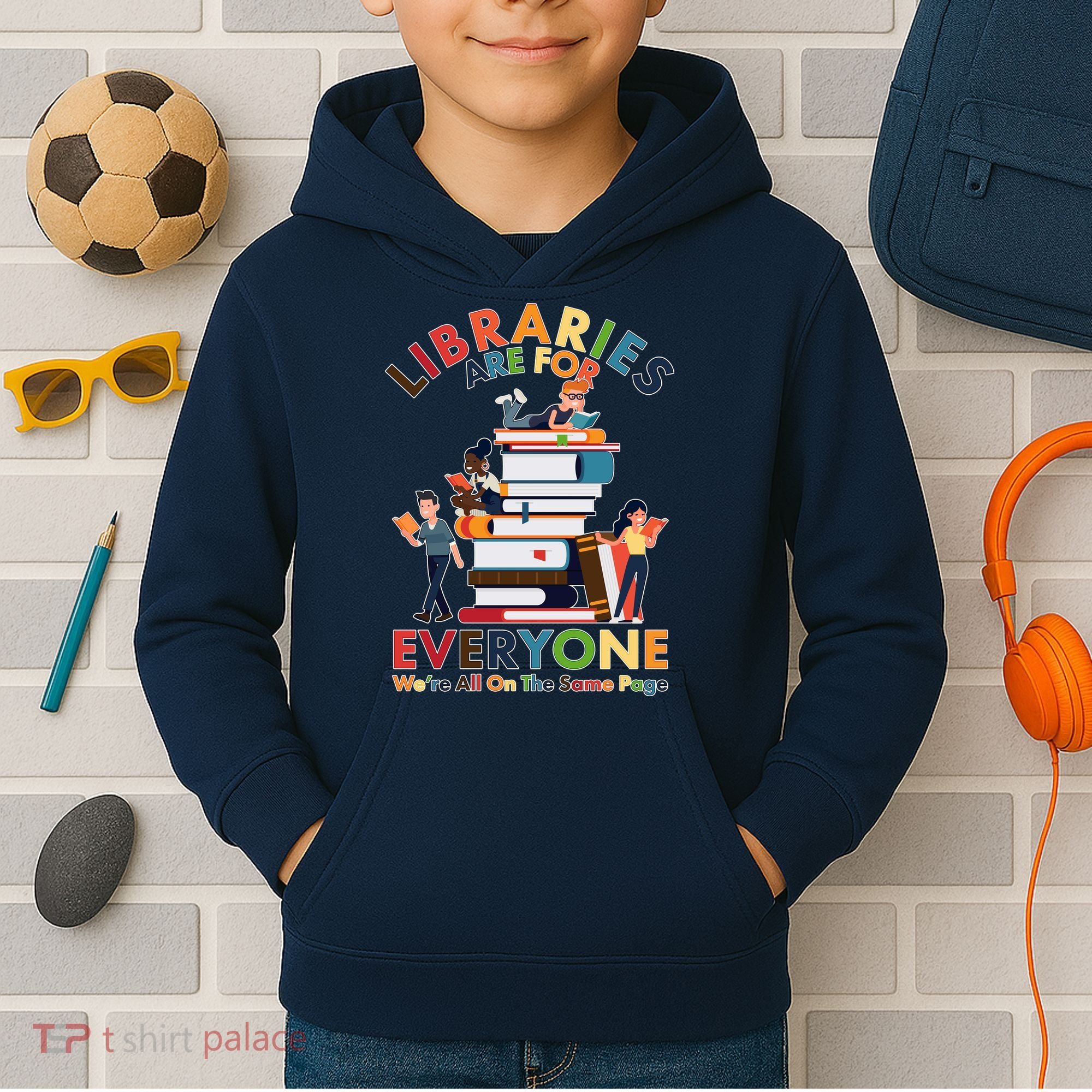 Libraries Are For Everyone Were All One The Same Page Kids Hoodie