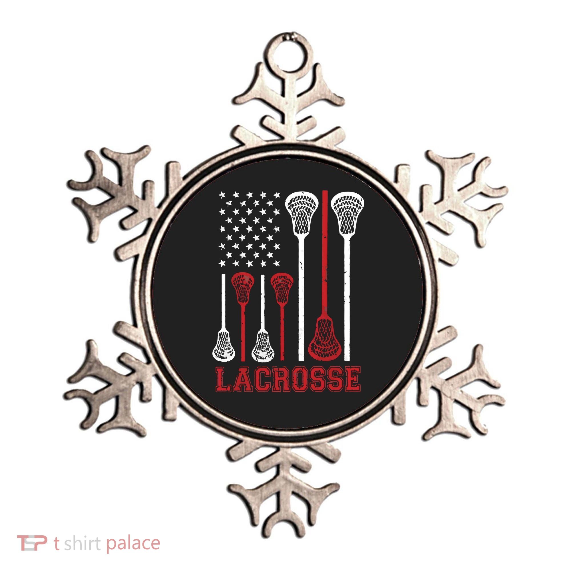Lacrosse American Flag LAX Lacrosse Apparel Lacrosse Player Ornament