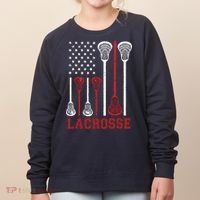 Lacrosse American Flag LAX Lacrosse Apparel Lacrosse Player Women's Sweatshirt thumb 0
