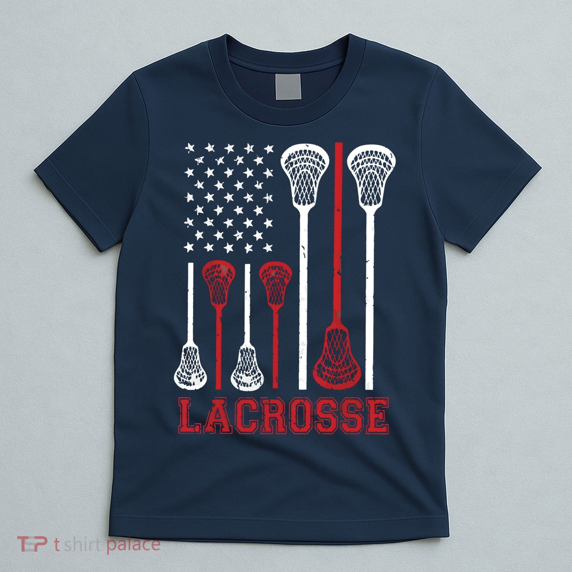 Lacrosse American Flag LAX Lacrosse Apparel Lacrosse Player T-Shirt