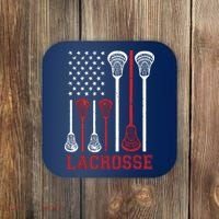Lacrosse American Flag LAX Lacrosse Apparel Lacrosse Player Coaster thumb 0