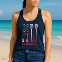 Lacrosse American Flag LAX Lacrosse Apparel Lacrosse Player Women's Tank Top thumb 2