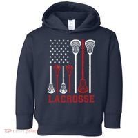 Lacrosse American Flag LAX Lacrosse Apparel Lacrosse Player Toddler Hoodie thumb 0