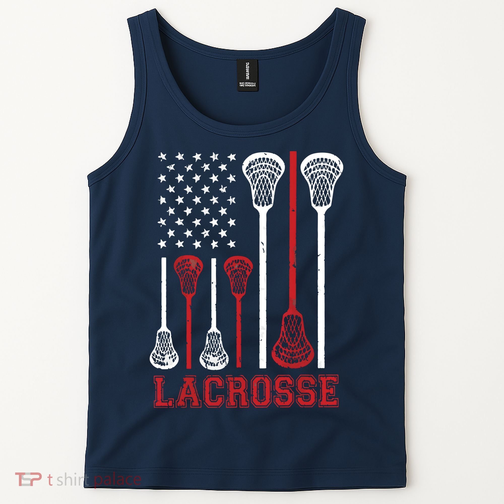 Lacrosse American Flag LAX Lacrosse Apparel Lacrosse Player Tank Top